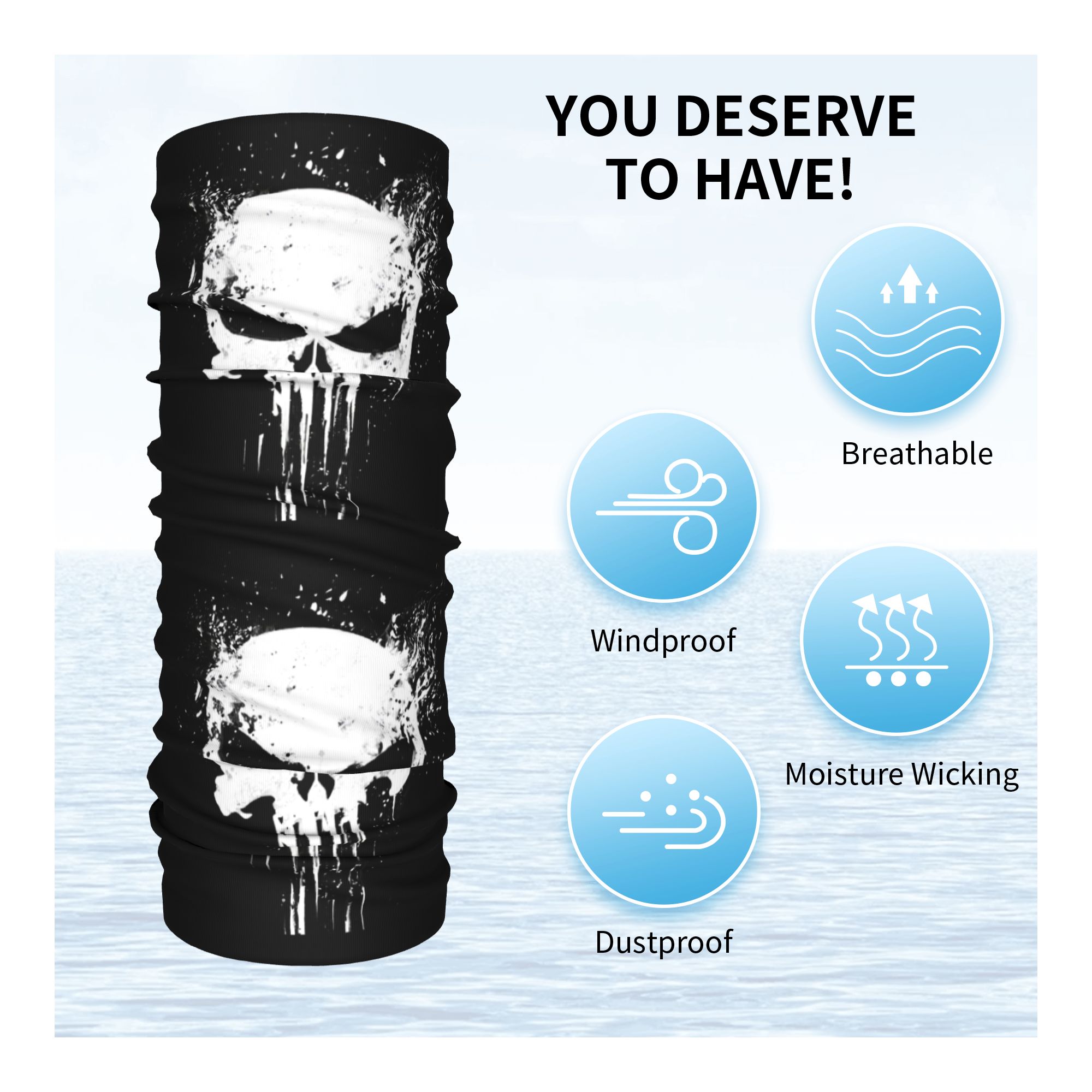Custom Skeleton Skull Bandana  - Neck Gaiter Fleece avaliação e preço