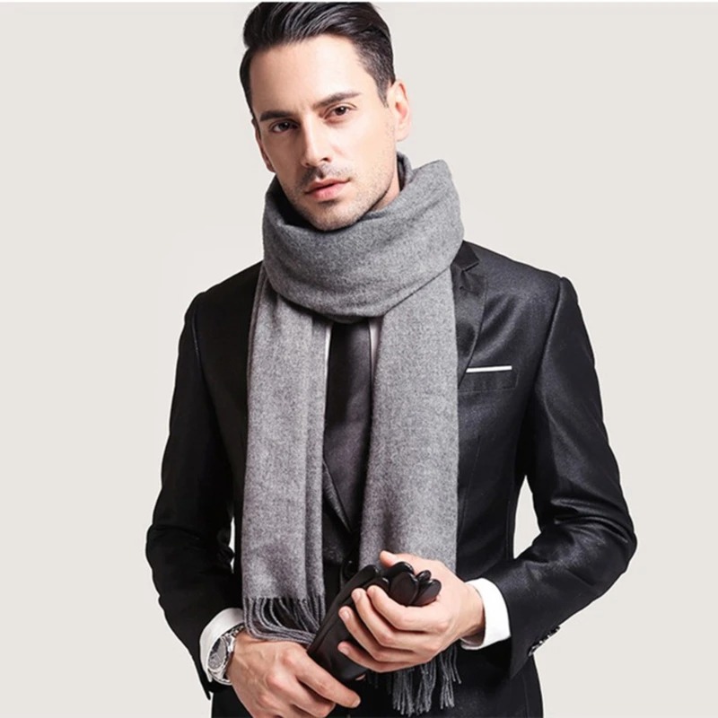 2025 Wool Scarves Winter Soft  - Wool Scarf Men avaliação e preço