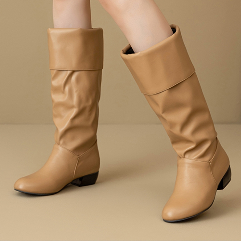 Slip on Knee High Boots Pleate - Waterproof Winter Boot avaliação e preço