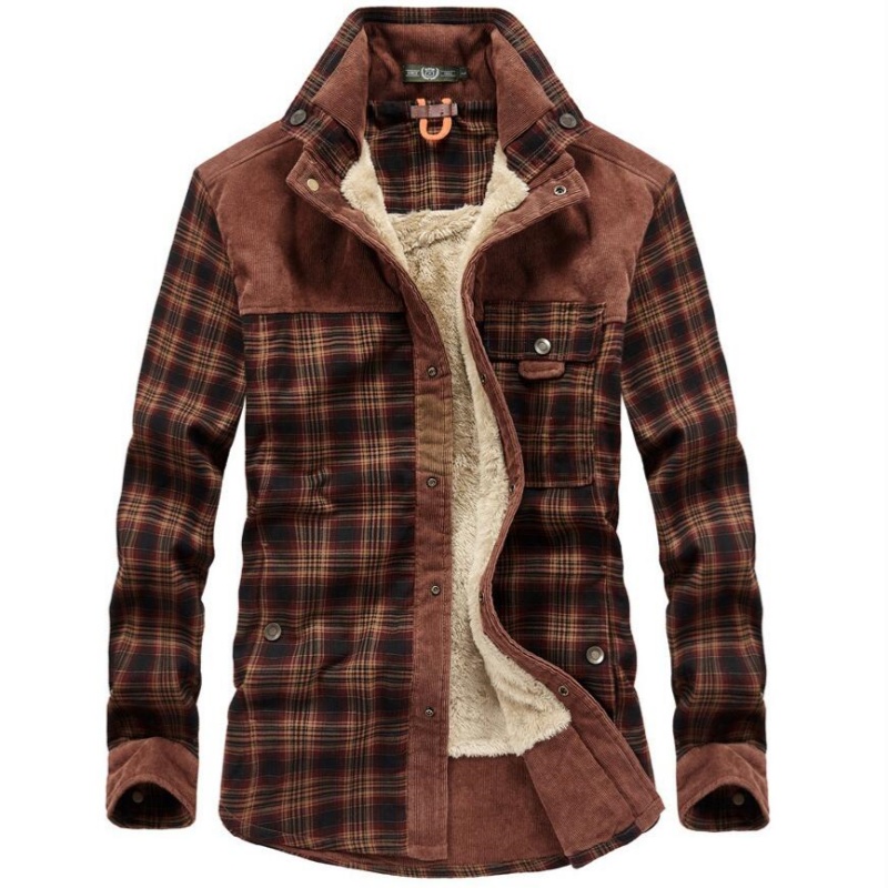 Men's Jackets Winter Windproof - Flannel Shirt Lined avaliação e preço
