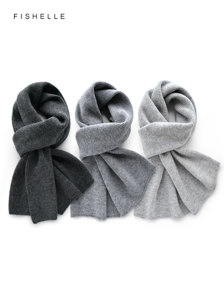 Gray solid color cashmere scar - Wool Scarf Men avaliação e preço
