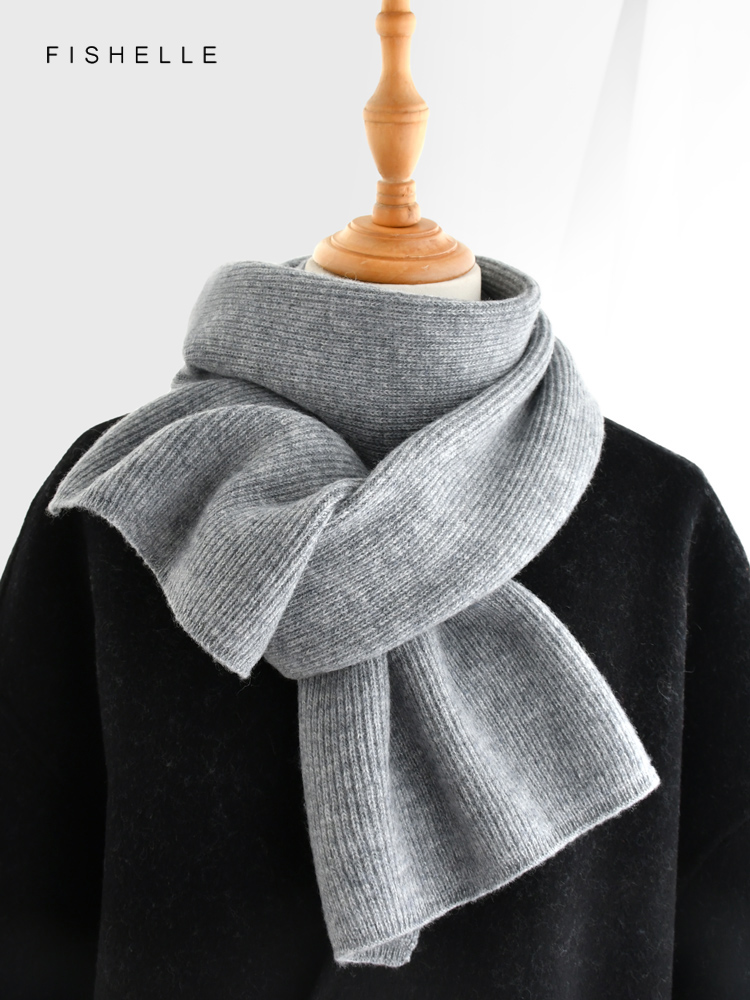 Gray solid color cashmere scar - Wool Scarf Men avaliação e preço