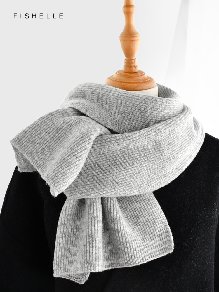 Gray solid color cashmere scar - Wool Scarf Men avaliação e preço