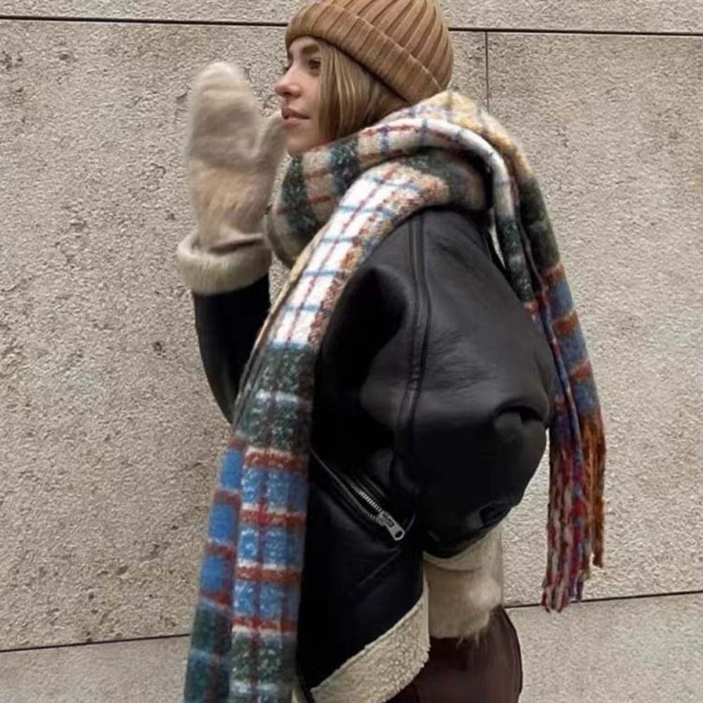 Retro Tassel Plaid Wool Scarf  - Wool Scarf Men avaliação e preço