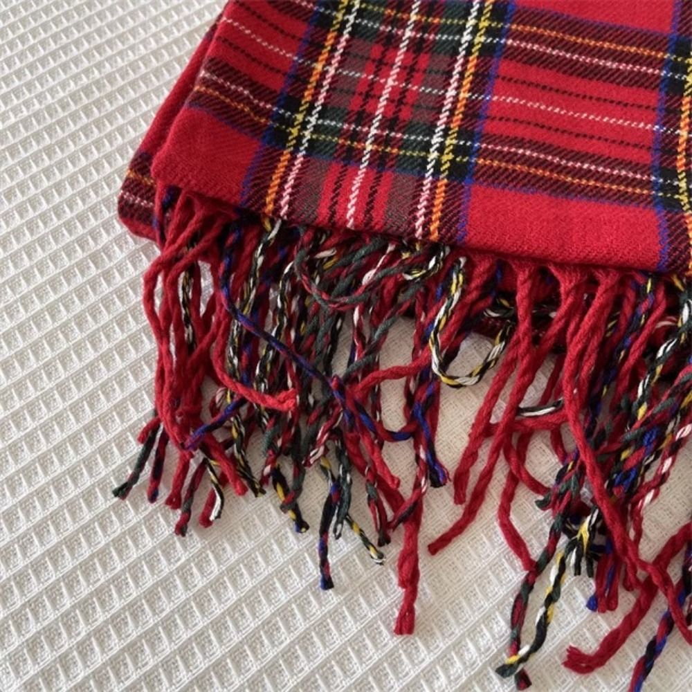 Retro Tassel Plaid Wool Scarf  - Wool Scarf Men avaliação e preço