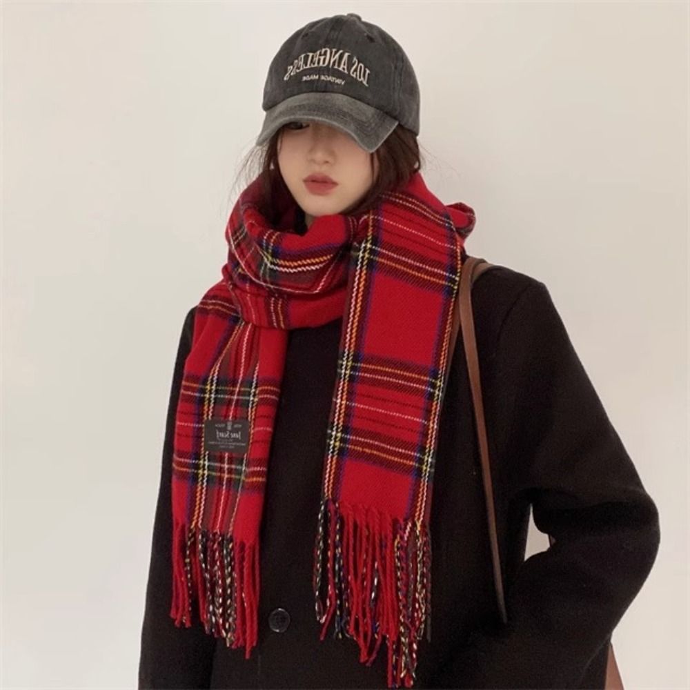 Retro Tassel Plaid Wool Scarf  - Wool Scarf Men avaliação e preço