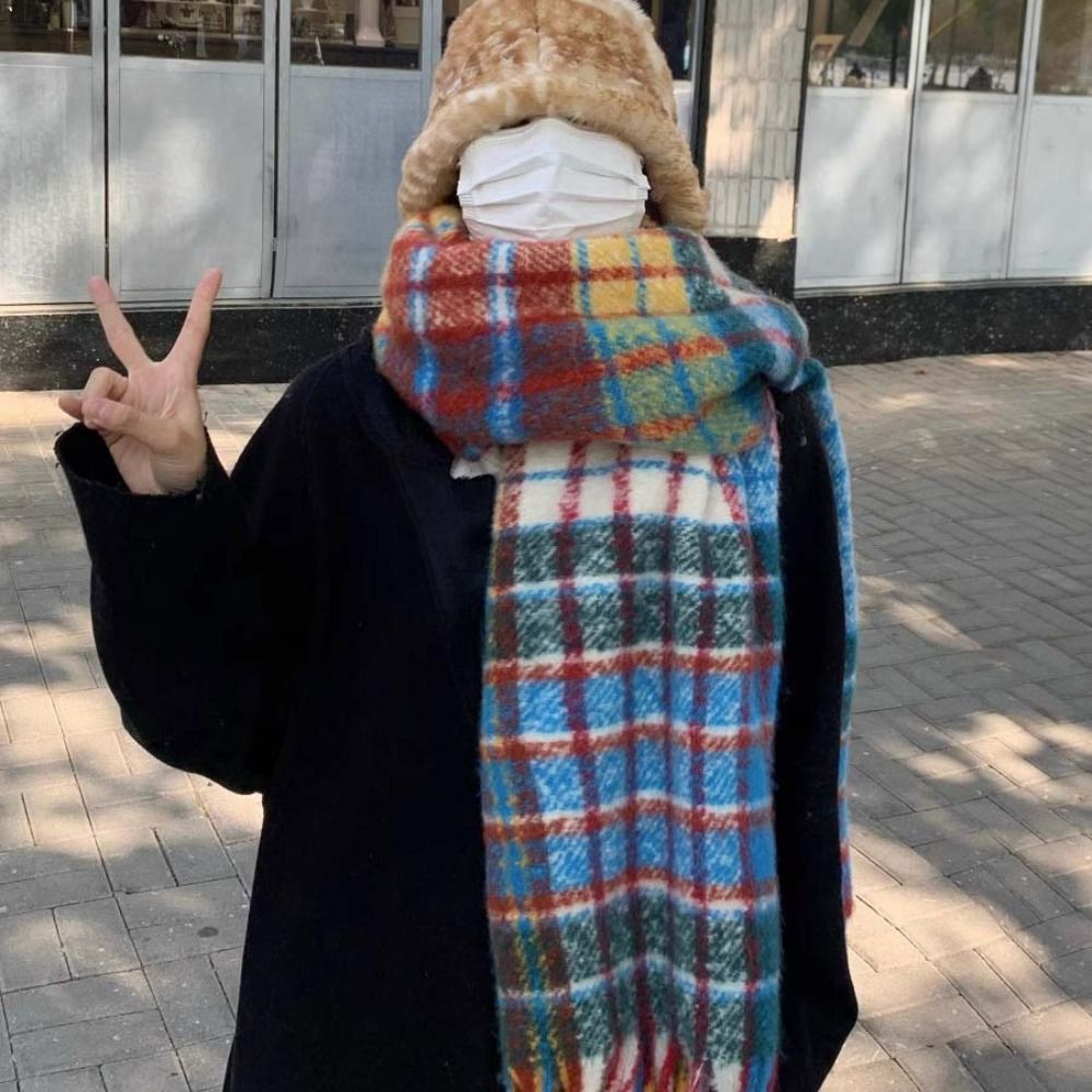 Retro Tassel Plaid Wool Scarf  - Wool Scarf Men avaliação e preço