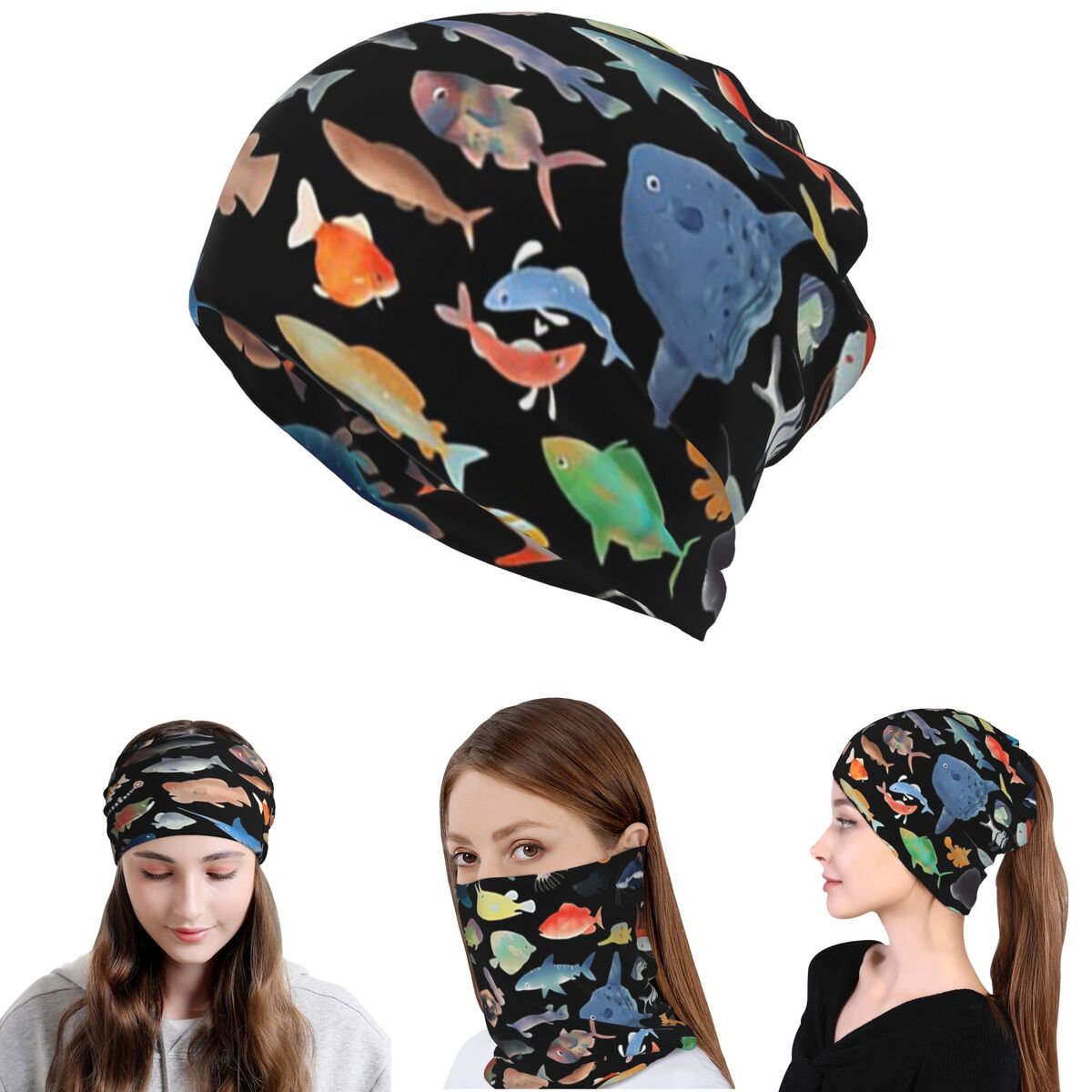 One Hundred Fish Ocean Life Sc - Knit Beanie Hat Warm avaliação e preço