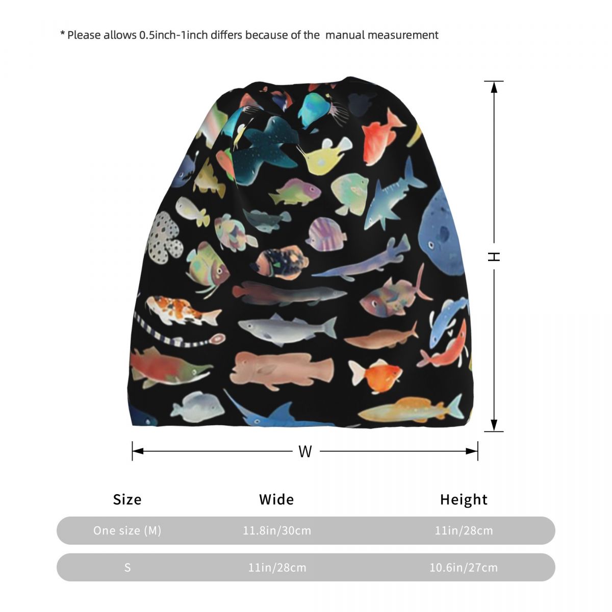 One Hundred Fish Ocean Life Sc - Knit Beanie Hat Warm avaliação e preço