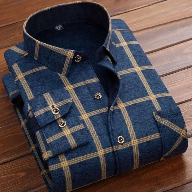 2025 Men's Winter Warm Long Sl - Flannel Shirt Lined avaliação e preço