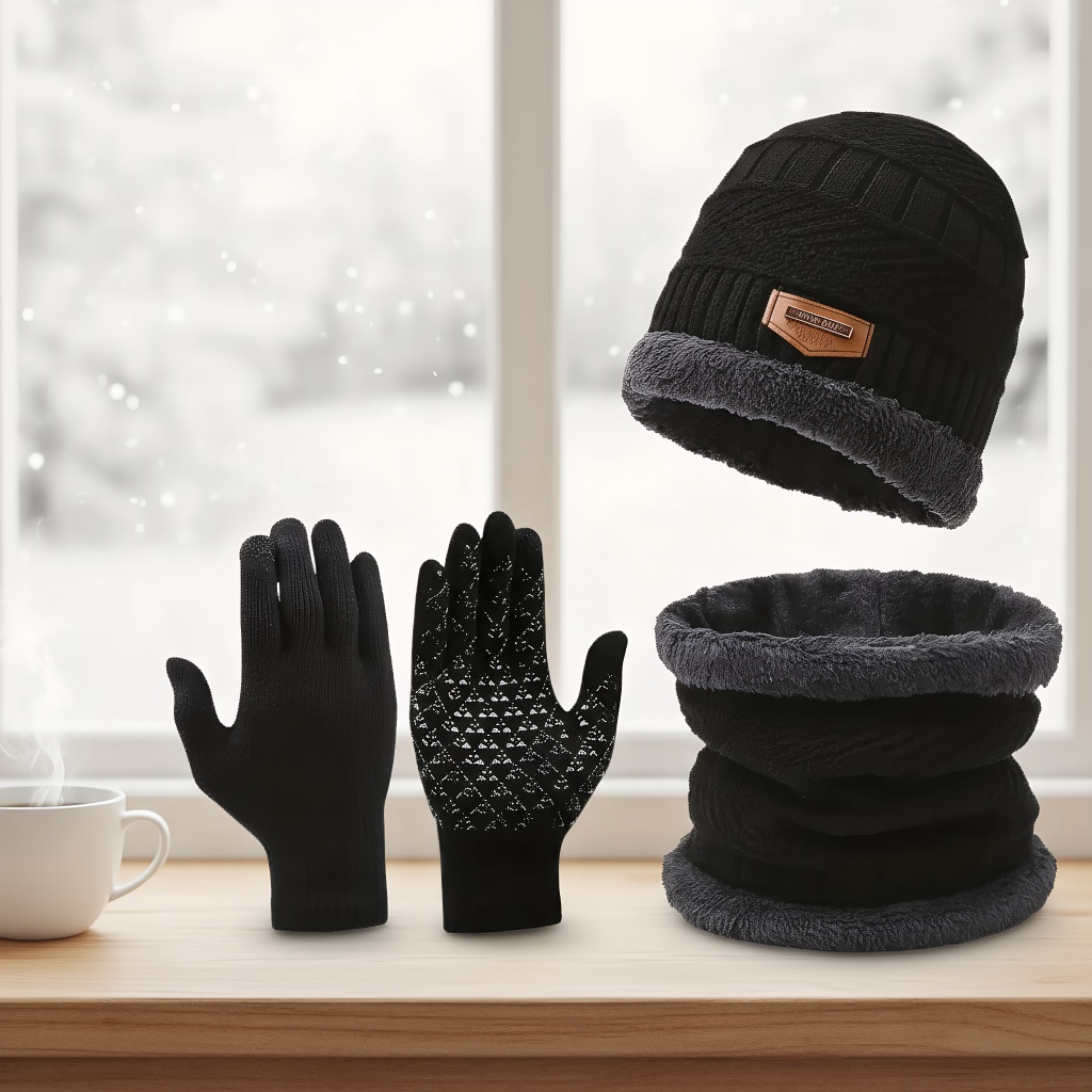 Winter Knit Hat & Scarf Set fo - Wool Scarf Men avaliação e preço