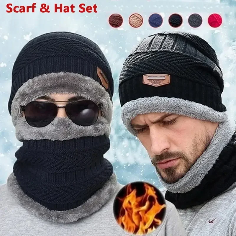 Winter Knit Hat & Scarf Set fo - Wool Scarf Men avaliação e preço