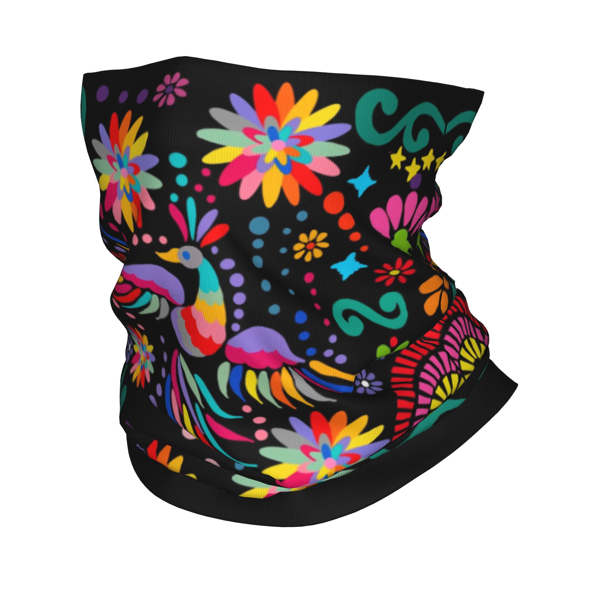 Custom Mexican Floral Flower T - Neck Gaiter Fleece avaliação e preço