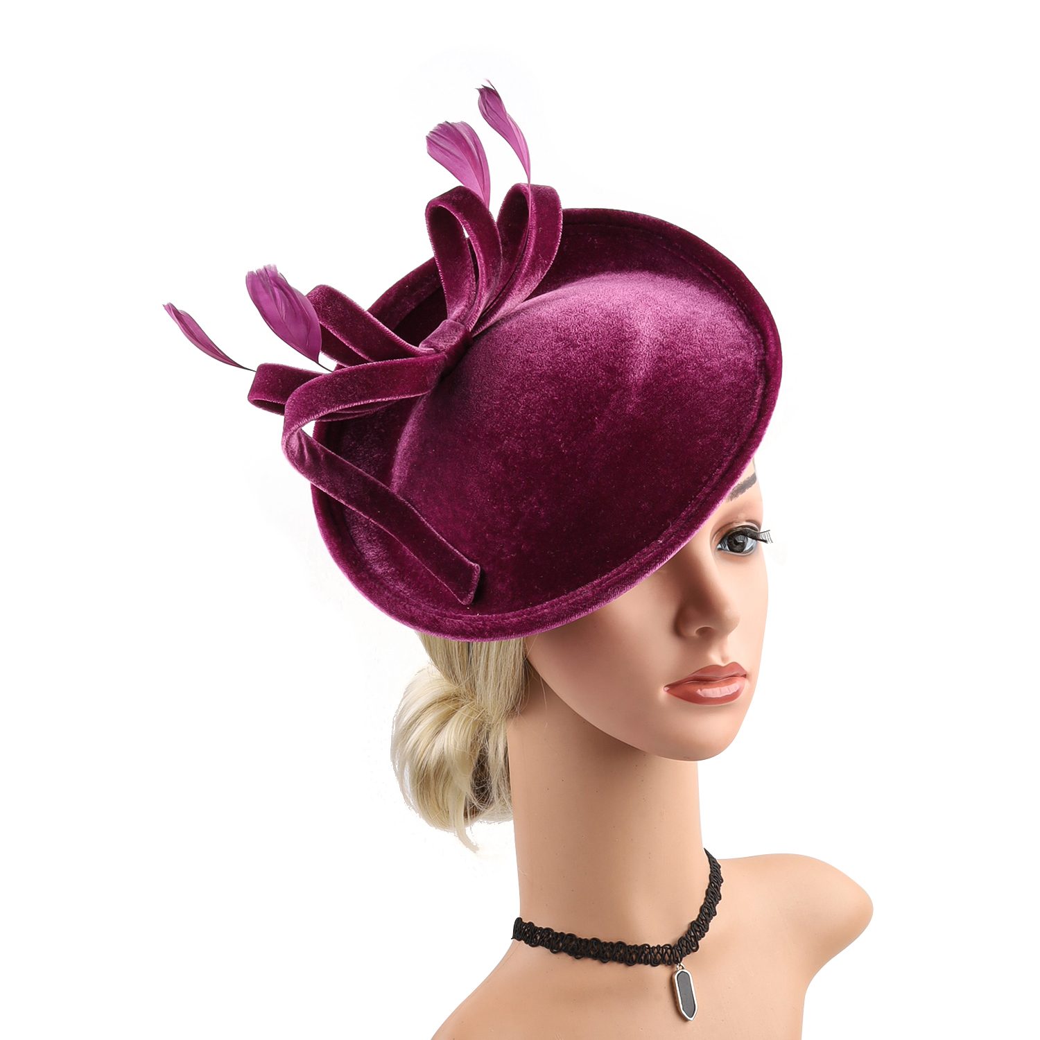 Velour Velvet Fascinator Feath - Winter Headband Fleece avaliação e preço
