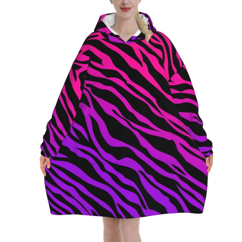 Zebra Stripe Print Wearable Bl - Sherpa Hoodie Fleece avaliação e preço