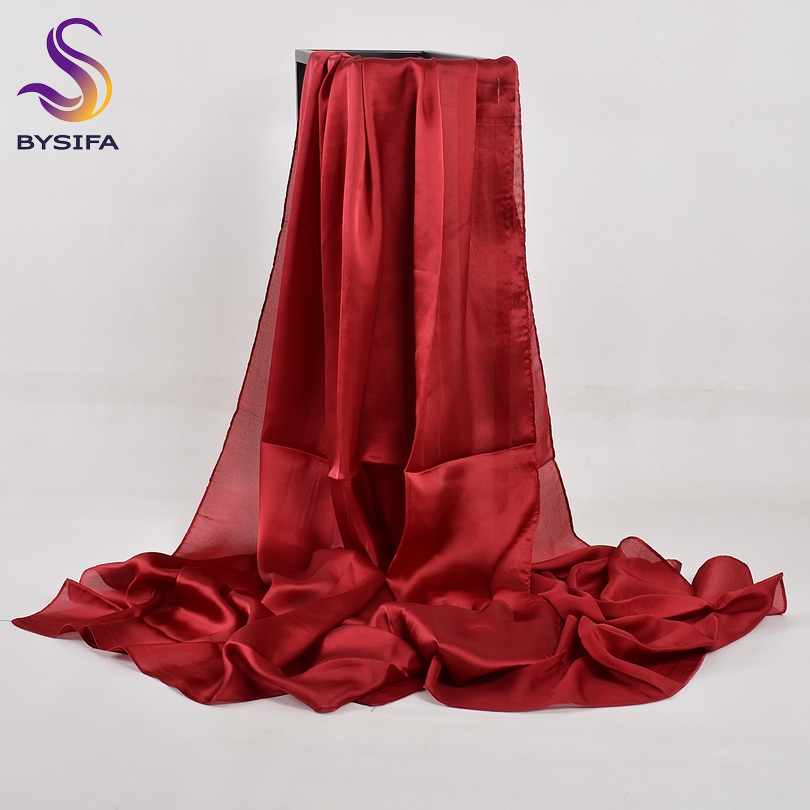 [BYSIFA] Solid Color Silk Scar - Shawl Wrap Winter avaliação e preço