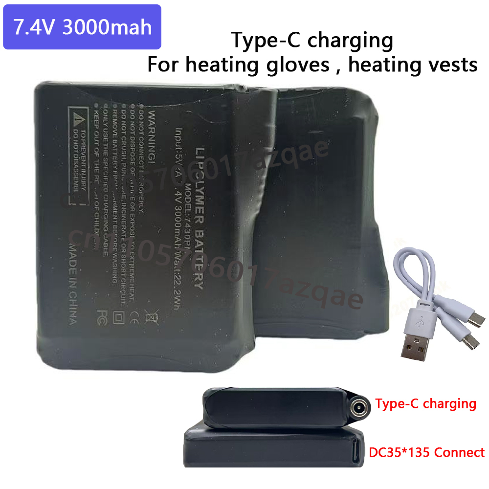 7.4V 3000mah Heated Gloves Bat - Heated Vest Battery avaliação e preço