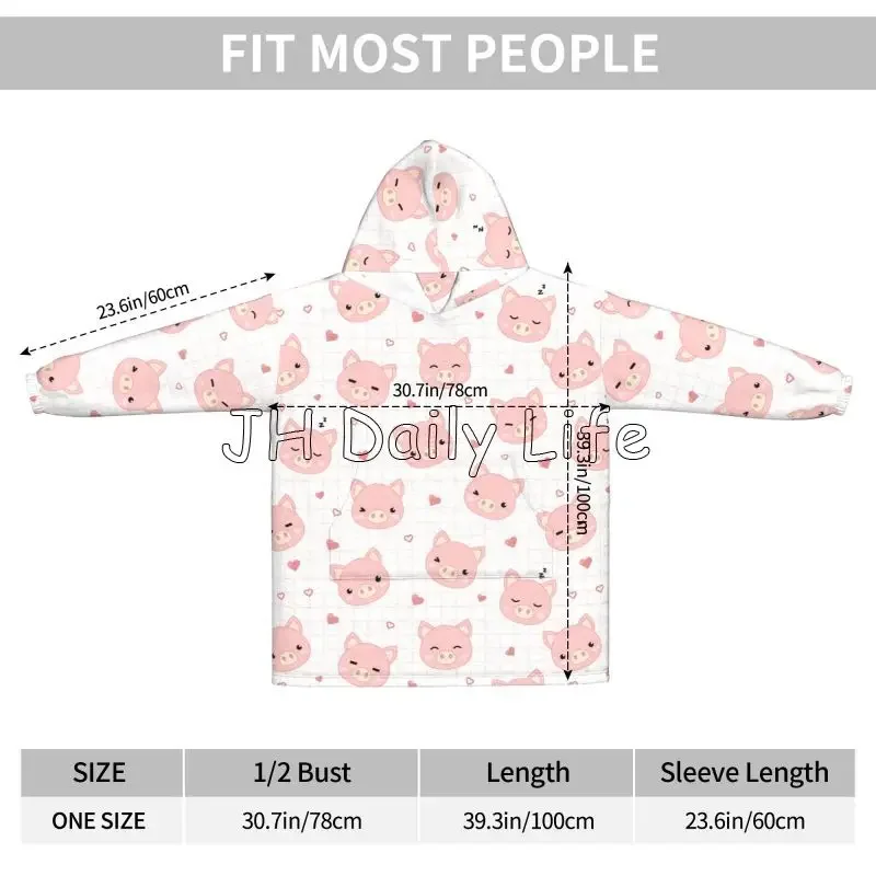 Cartoon Pigs Wearable Flannel  - Sherpa Hoodie Fleece avaliação e preço