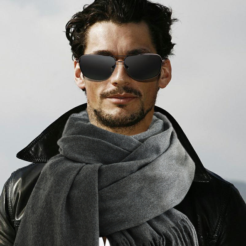 Fashion Scarf Man Winter Warm  - Wool Scarf Men avaliação e preço