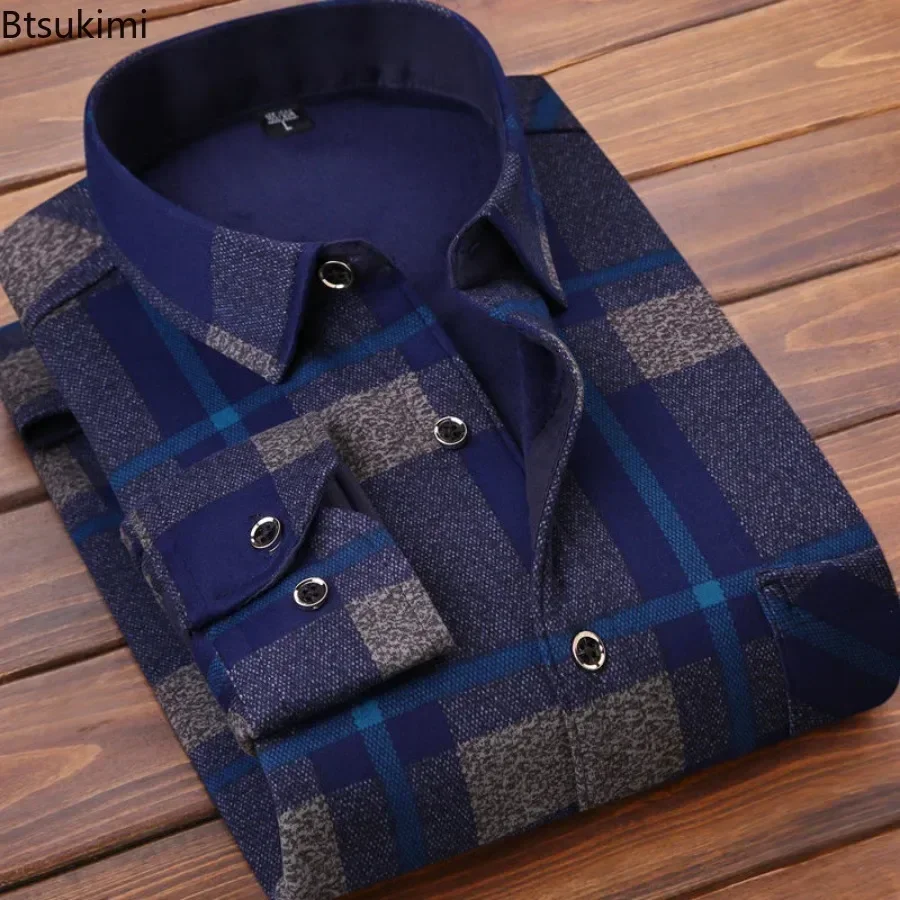 2024 Men's Winter Warm Long Sl - Flannel Shirt Lined avaliação e preço