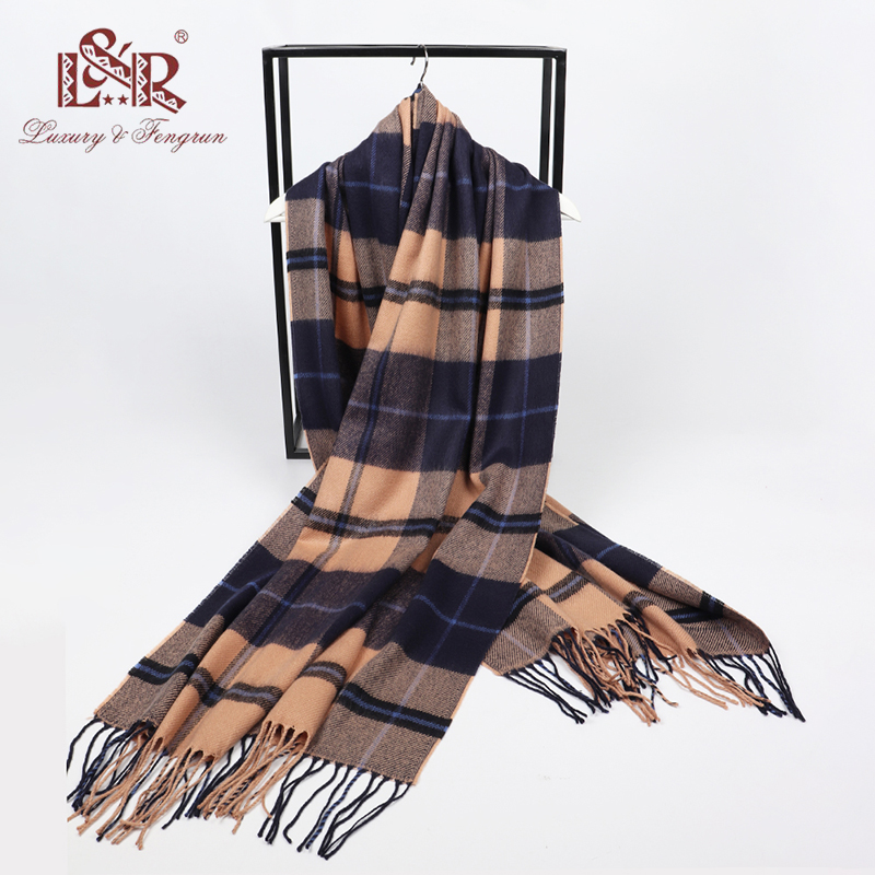 2022 winter men plaid scarf ca - Wool Scarf Men avaliação e preço
