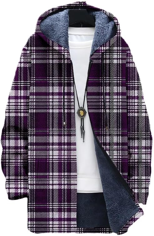 Men's Plaid Cardigan Oversized - Sherpa Hoodie Fleece avaliação e preço