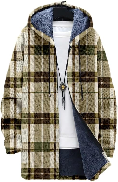 Men's Plaid Cardigan Oversized - Sherpa Hoodie Fleece avaliação e preço