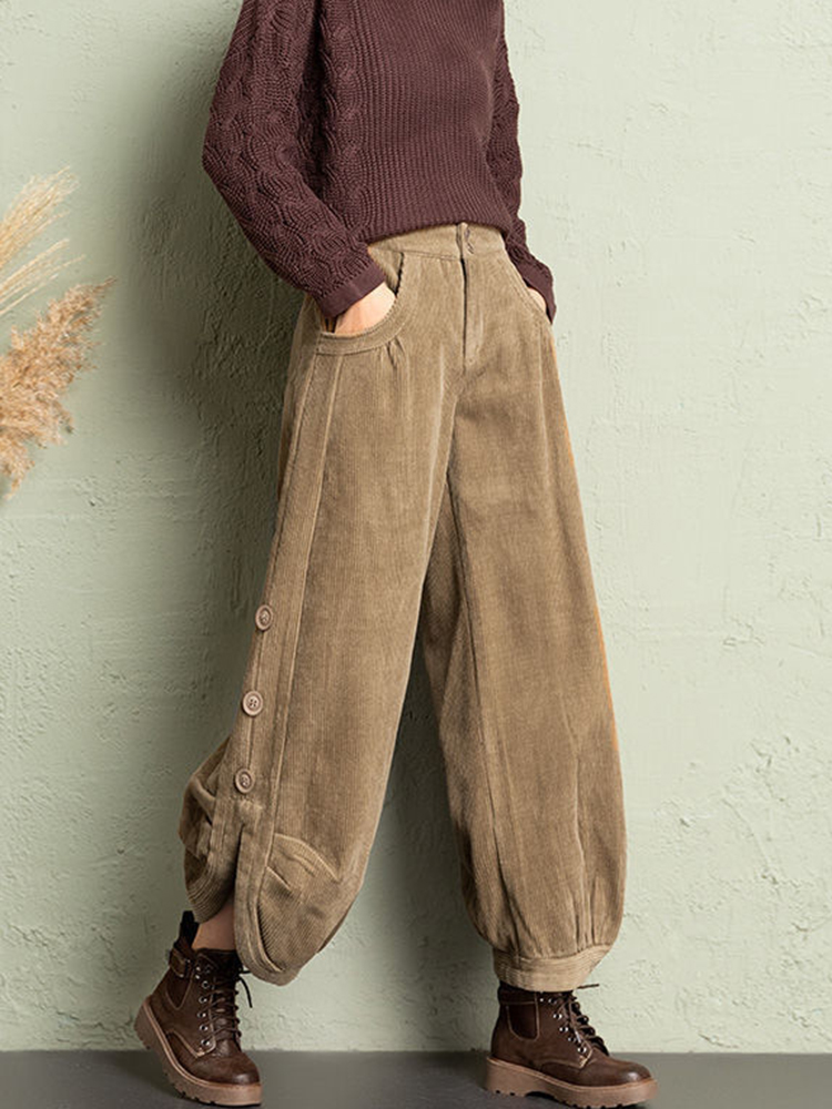 Korean Corduroy Women Pants Fa - Corduroy Pant Warm avaliação e preço