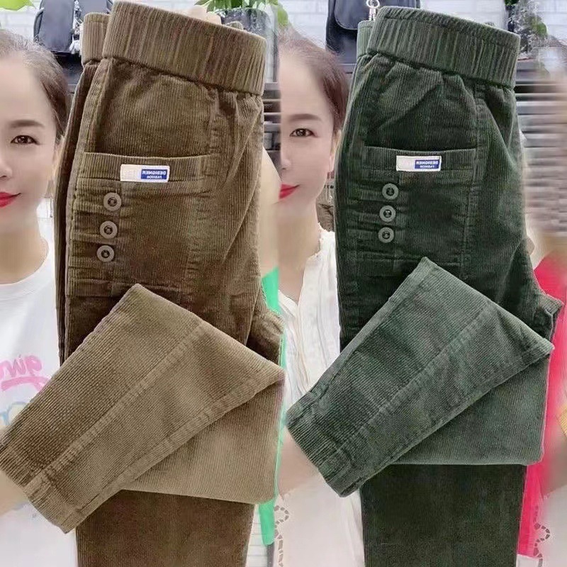 Women Warm Spring Winter Butto - Corduroy Pant Warm avaliação e preço