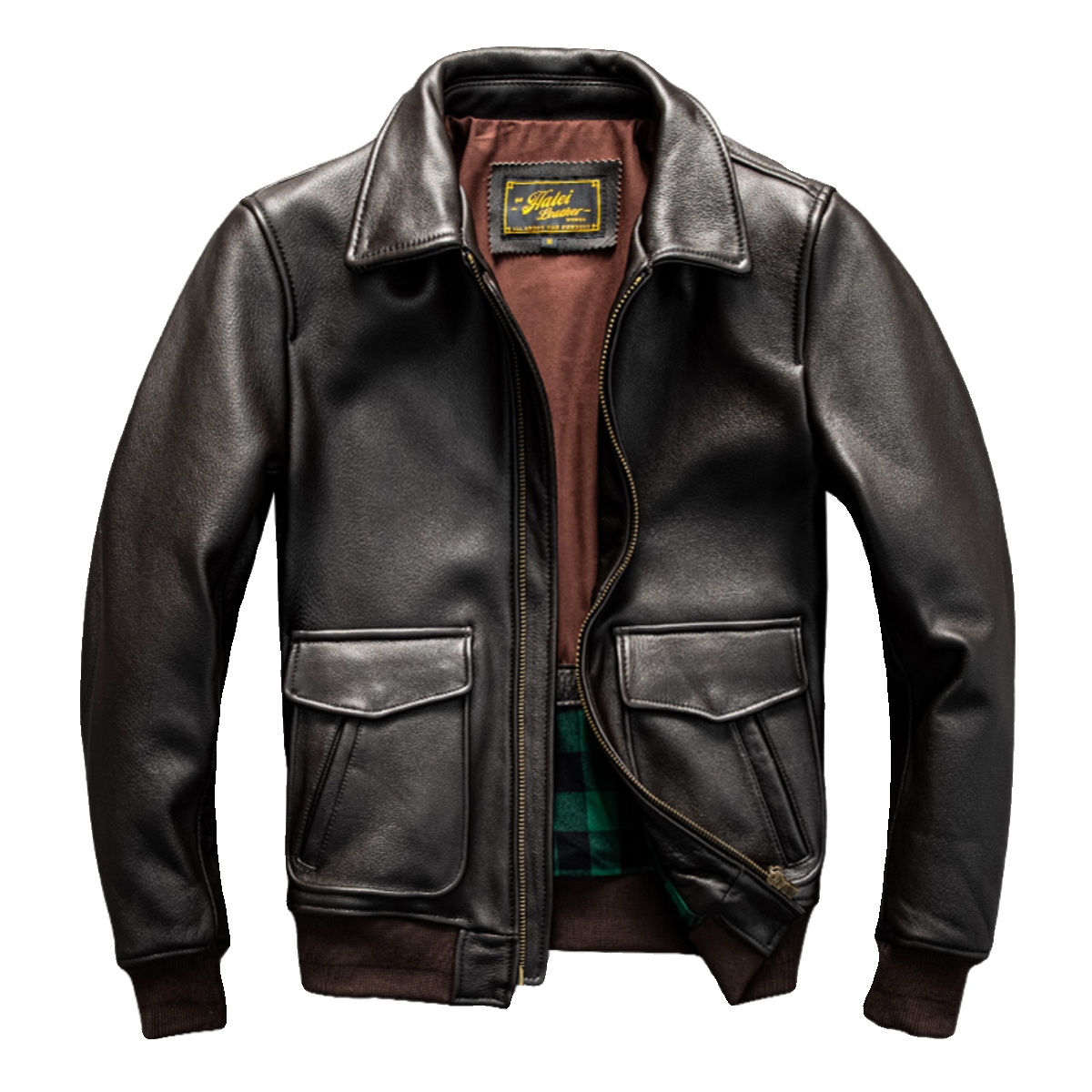 Dark Brown Winter Leather Jack - Down Jacket Packable avaliação e preço
