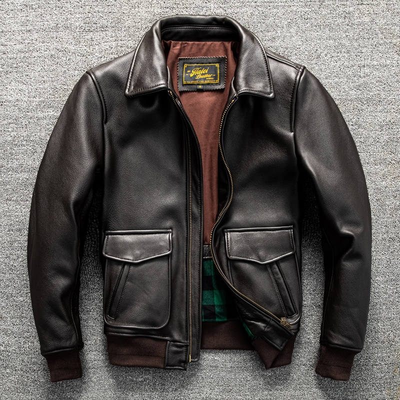 Dark Brown Winter Leather Jack - Down Jacket Packable avaliação e preço