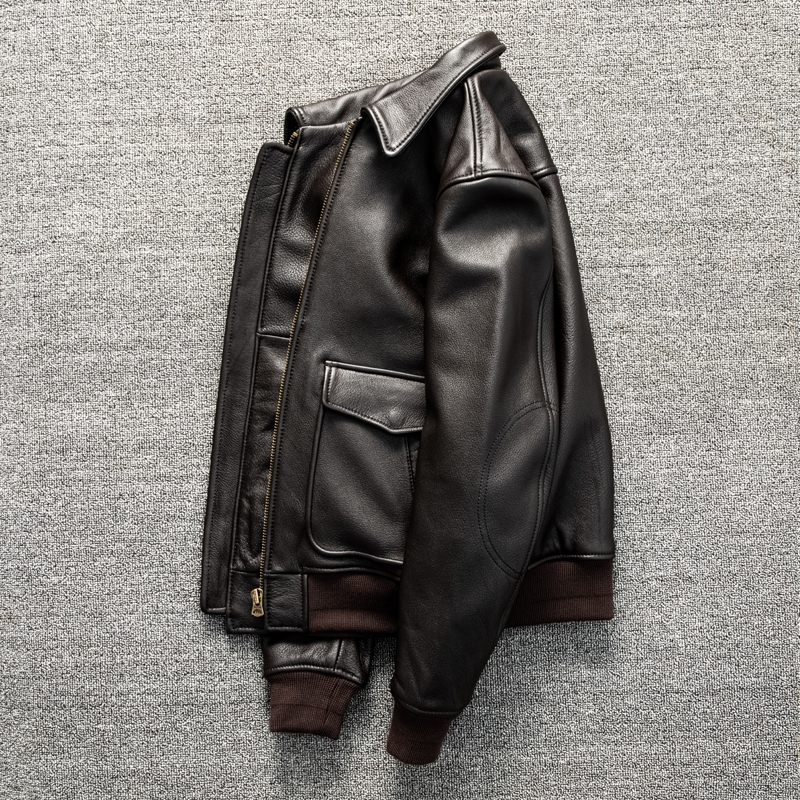 Dark Brown Winter Leather Jack - Down Jacket Packable avaliação e preço