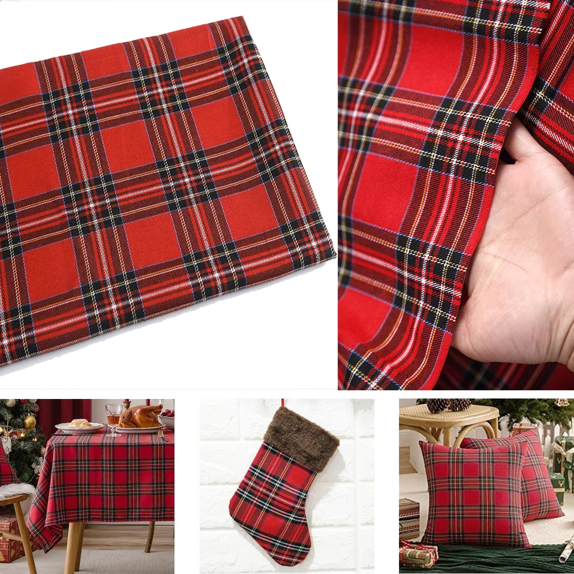 Christmas Plaid Fabric for DIY - Flannel Shirt Lined avaliação e preço