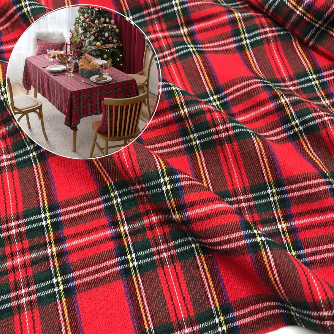 Christmas Plaid Fabric for DIY - Flannel Shirt Lined avaliação e preço