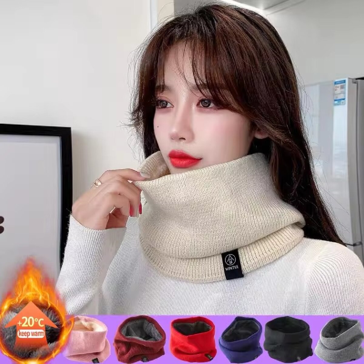 Solid Winter Plush Muffler Woo - Winter Headband Fleece avaliação e preço